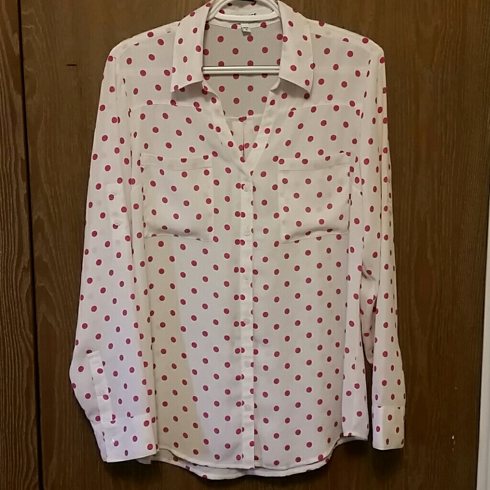 Pink polkadot express portofino shirt